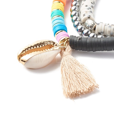 Polymer Clay Heishi Beads Stretch Bracelets Set BJEW-JB07395-1