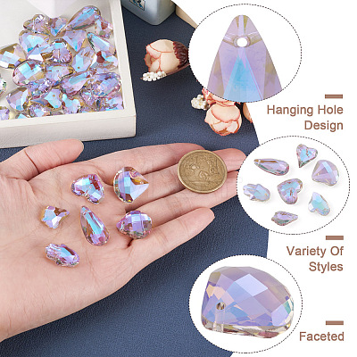 70Pcs 7 Style Electroplate Faceted Glass Pendants EGLA-TA0001-11-1