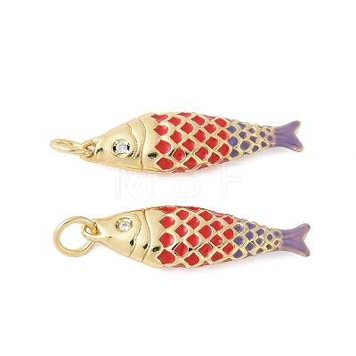 Brass Enamel Pendants KK-B148-14G-07-1