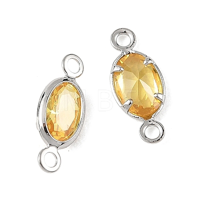 SHEGRACE Brass Pave Cubic Zirconia Oval Connector Charms XGRQ2O407-439C-P-1