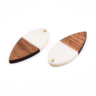 Opaque Resin & Walnut Wood Pendants RESI-N025-031-B05-1