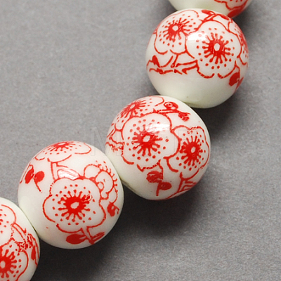 Handmade Printed Porcelain Beads PORC-Q202-6mm-1-1