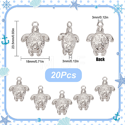 20Pcs Ion Plating(IP) 201 Stainless Steel Pendants STAS-SC0005-13-1