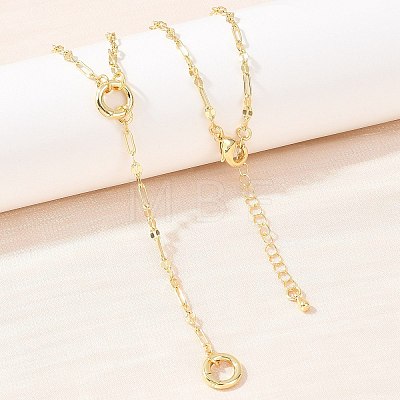 Brass Dapped Chain Y Lariat Necklaces NJEW-H087-06H-G-1