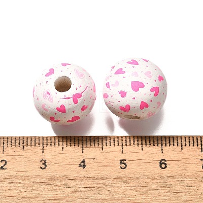 Valentine's Day Element Printed Wood Beads WOOD-R002-01-30-1