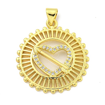 Rack Plating Brass Micro Pave Clear Cubic Zirconia Pendant KK-B091-34G-1