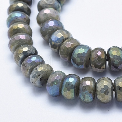 Electroplate Natural Labradorite Beads Strands G-K256-27E-1