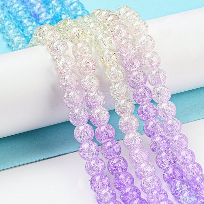 Spray Painted Crackle Glass Beads Strands DGLA-C002-6mm-07-1