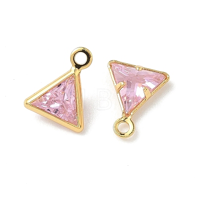 Brass Micro Pave Cubic Zirconia Triangle Charms KK-Z136-29G-02-1