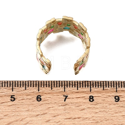 304 Stainless Steel Enamel Cuff Open Rings for Women RJEW-A100-04G-1