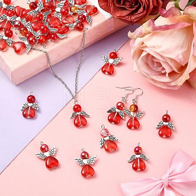 90Ppcs 3 Styles Valentine's Day Glass Pendants PALLOY-CJ00117-1