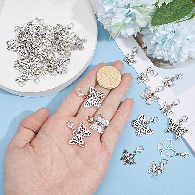 40Pcs 10 Styles Alloy Pendant Decorations HJEW-GO00256-1
