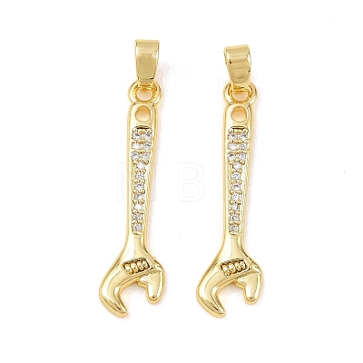 Brass Micro Pave Clear Cubic Zirconia Pendants KK-G549-16C-G-1