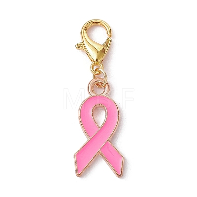 Breast Cancer Awareness Alloy Enamel Pendant Decoration HJEW-JM01410-1