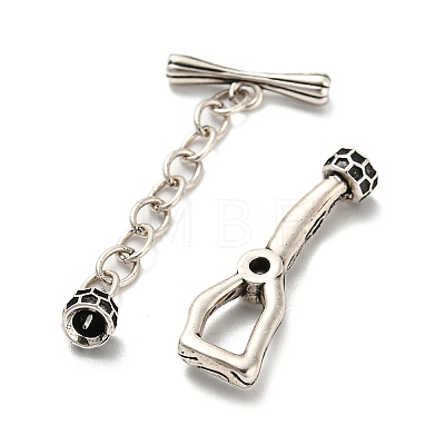 Eco-Friendly Brass Pave Clear Cubic Zirconia Toggle Clasps with Extended Chains KK-M258-10AS-1