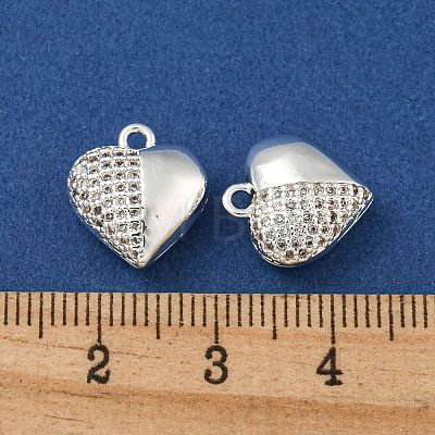 Brass Micro Pave Clear Cubic Zirconia Charms KK-Z057-05S-1