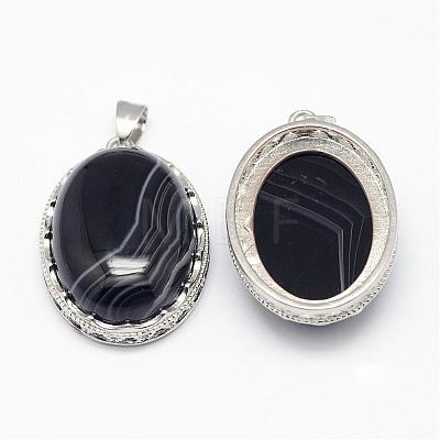 Natural Black Striped Agate/Banded Agate  Pendants G-D851-18-1