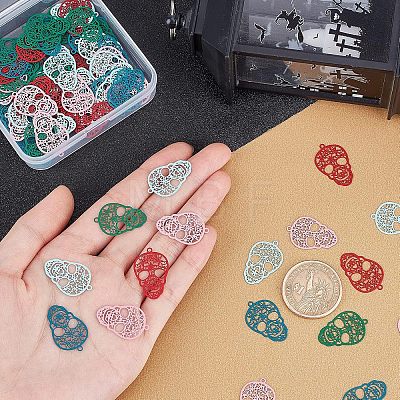 Unicraftale 70Pcs 5 Colors 430 Stainless Steel Filigree Pendants STAS-UN0027-94-1