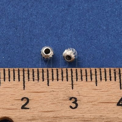 925 Sterling Silver Corrugated Round Spacer Beads X-STER-K178-02D-S-1
