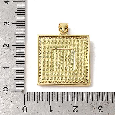 Square with Cross Brass Micro Pave Cubic Zirconia Pendants KK-K385-039G-1