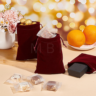   30Pcs Rectangle Velvet Pouches TP-PH0001-21A-1