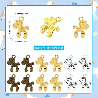 30Pcs 3 Colors Animal Charms Alloy Pendants FIND-FS0005-35-1