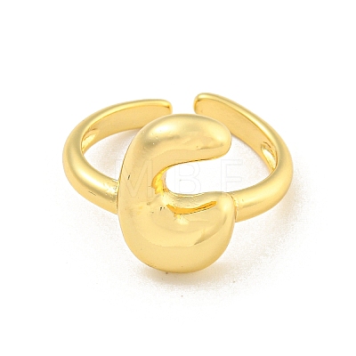 Brass Letter Open Cuff Rings for Women RJEW-G313-01C-G-1