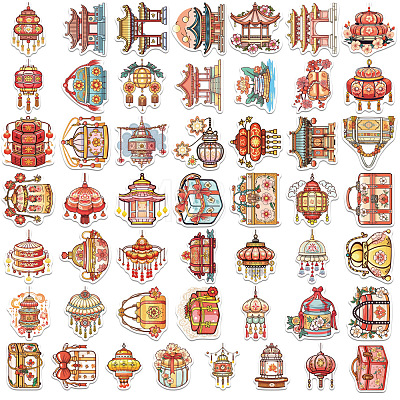 50Pcs Antique Theme PVC Waterproof Self-Adhesive Stickers PW-WG22100-01-1