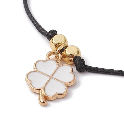 Alloy Enamel Clover Charm Bracelet BJEW-JB09962-04-1