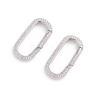 Brass Micro Pave Clear Cubic Zirconia Spring Gate Rings ZIRC-E164-06P-1