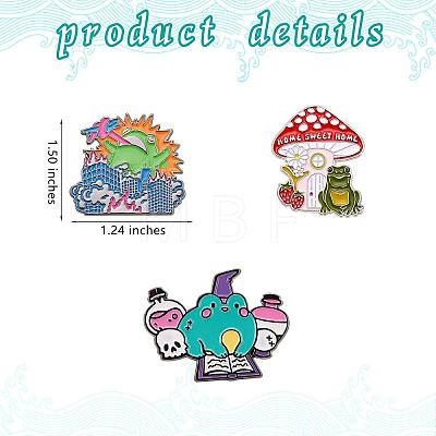 3 Pcs Enamel Lapel Pin Sets Cute Frog Mushroom Monster Enamel Pins Electrophoresis Black Alloy Brooches for Clothes Bags Backpacks Party Decoration Christmas Gift JBR109A-1
