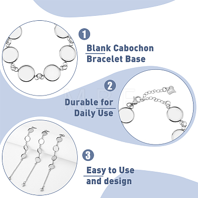 DIY Blank Dome Flat Round Link Chains Bracelet Making Kit DIY-DC0001-75-1