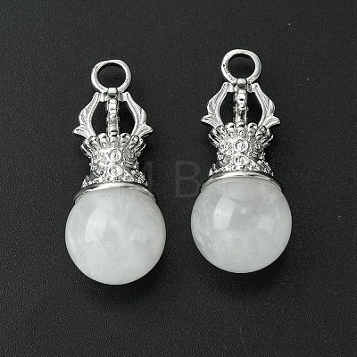 Natural Quartz Crystal Round Pendants G-C114-04P-18-1