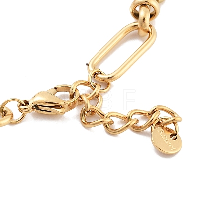 Golden Tone 304 Stainless Steel Enamel Rectangle Link Chain Bracelets for Women BJEW-K249-03G-01-1