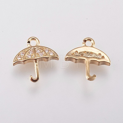 Brass Micro Pave Cubic Zirconia Charms KK-A144-002G-1