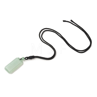 Natural Green Aventurine Rectangle Pendant Necklace with Nylon Cord for Women NJEW-C001-01A-01-1