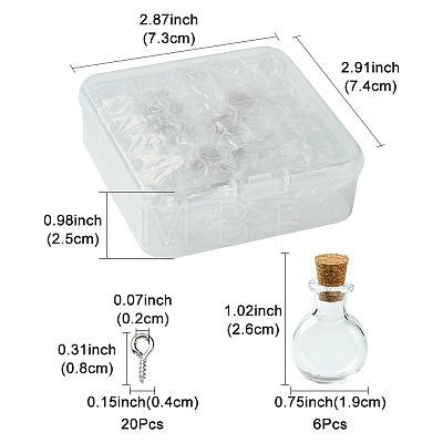 6Pcs Clear Mini High Borosilicate Glass Bottle Bead Containers AJEW-FS0001-09A-1