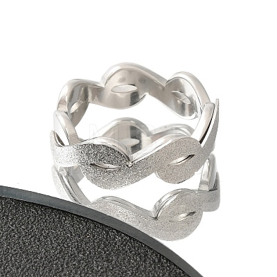 Textured Infinity 304 Stainless Steel Finger Ring for Women RJEW-L126-07B-P-1