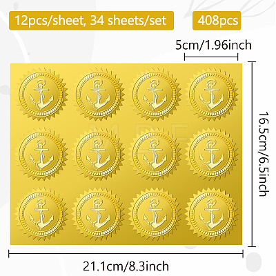34 Sheets Self Adhesive Gold Foil Embossed Stickers DIY-WH0509-064-1
