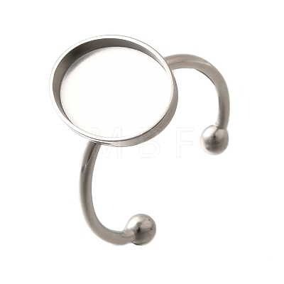 304 Stainless Steel Open Cuff Ring Components STAS-M057-01E-P-1