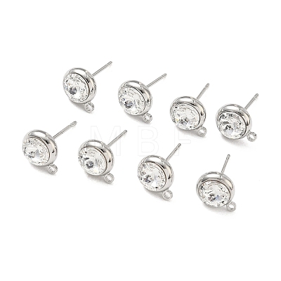 SHEGRACE Brass Rhinestone Flat Round Stud Earring Findings XGR0099P-120P-1