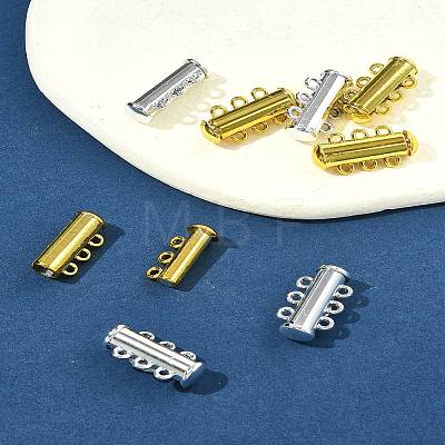 8 Sets 2 Colors 3-Strands Brass Magnetic Slide Lock Clasps KK-FS0001-60-1
