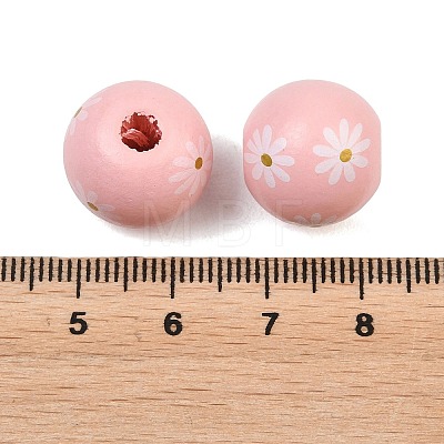 Printed Wood European Beads WOOD-G029-07A-1