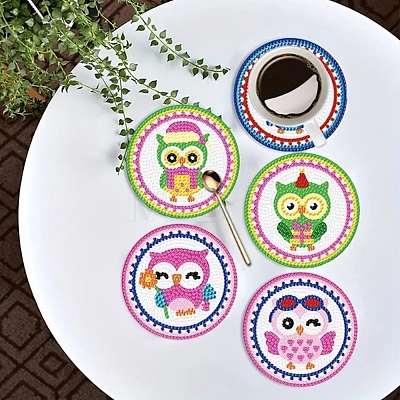 9Pcs Birds DIY Diamond Painting Coaster Kits PW-WGB0075-01-1