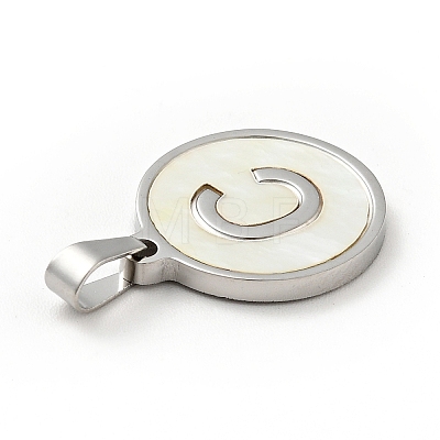 304 Stainless Steel with White Shell Pendants STAS-G268-01C-P-1