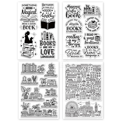 Globleland 4 Sheets 4 Styles PVC Plastic Stamps DIY-GL0004-86I-1