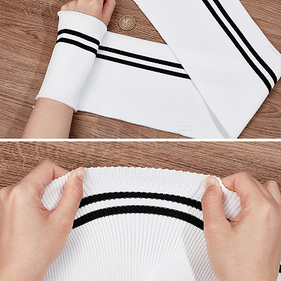 95% Polyester & 5% Stripe Pattern Elastic Fiber Ribbing Fabric for Cuffs FIND-WH0016-36B-1