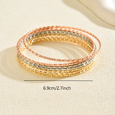 Circle Textured Stacking Brass Bracelet Set for Women SD4492-1