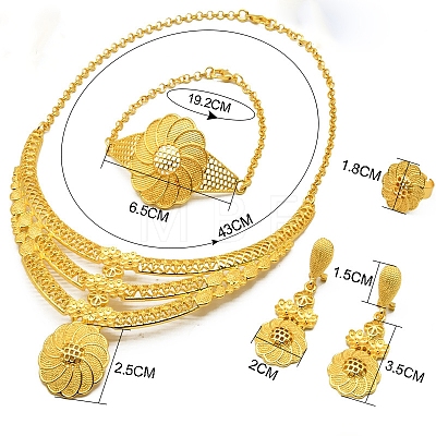 Alloy Pendant Necklaces & Stud Dangle Earrings & Rings & Link Bracelets Sets WGE4917-03-1