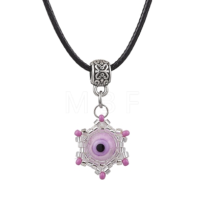 Evil Eye Handmade Lampwork & Glass Sead Beaded Pendant Necklaces NJEW-MZ00092-06-1